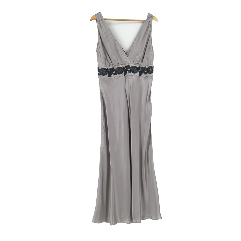 Newport News Silk Slip Maxi Babydoll Dress 12 Fairy Whimsy Romantic‎ Y2K HOCO